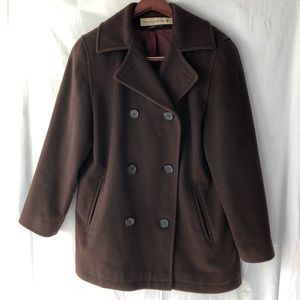 Evan Picone Brown pea coat sz 6